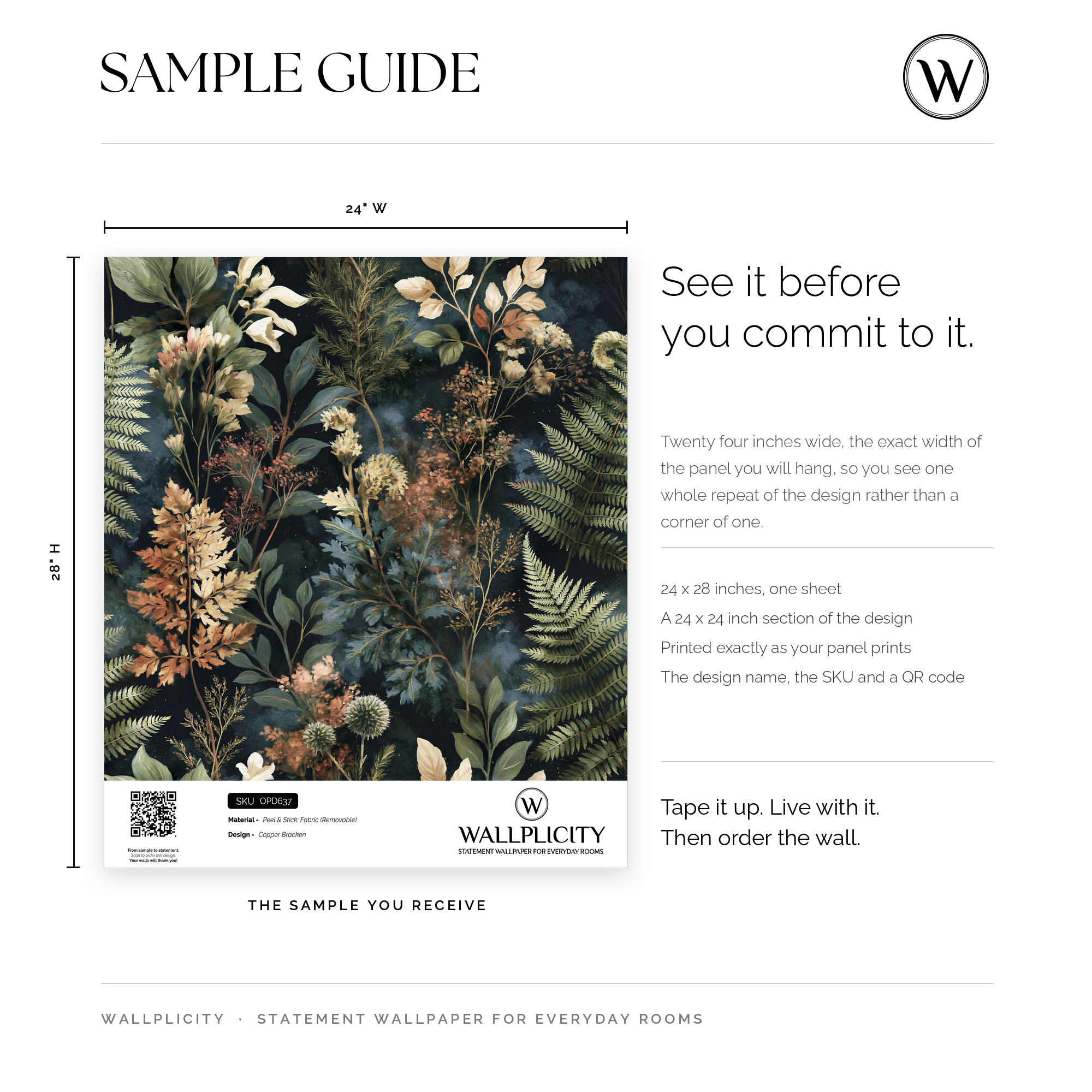Copper Bracken wallpaper sample guide