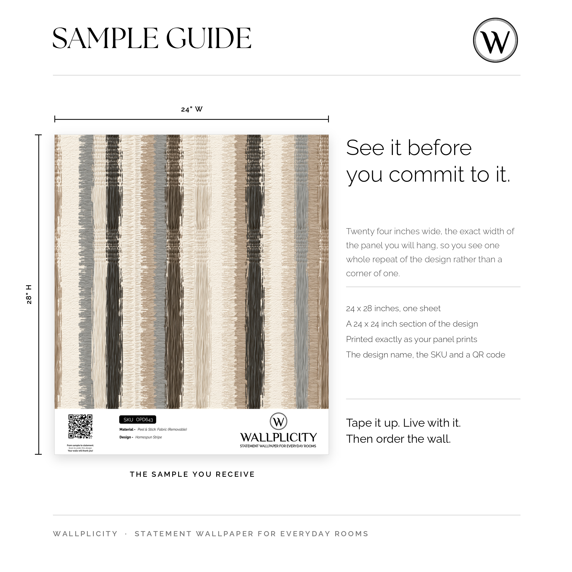 Homespun Stripe wallpaper sample guide