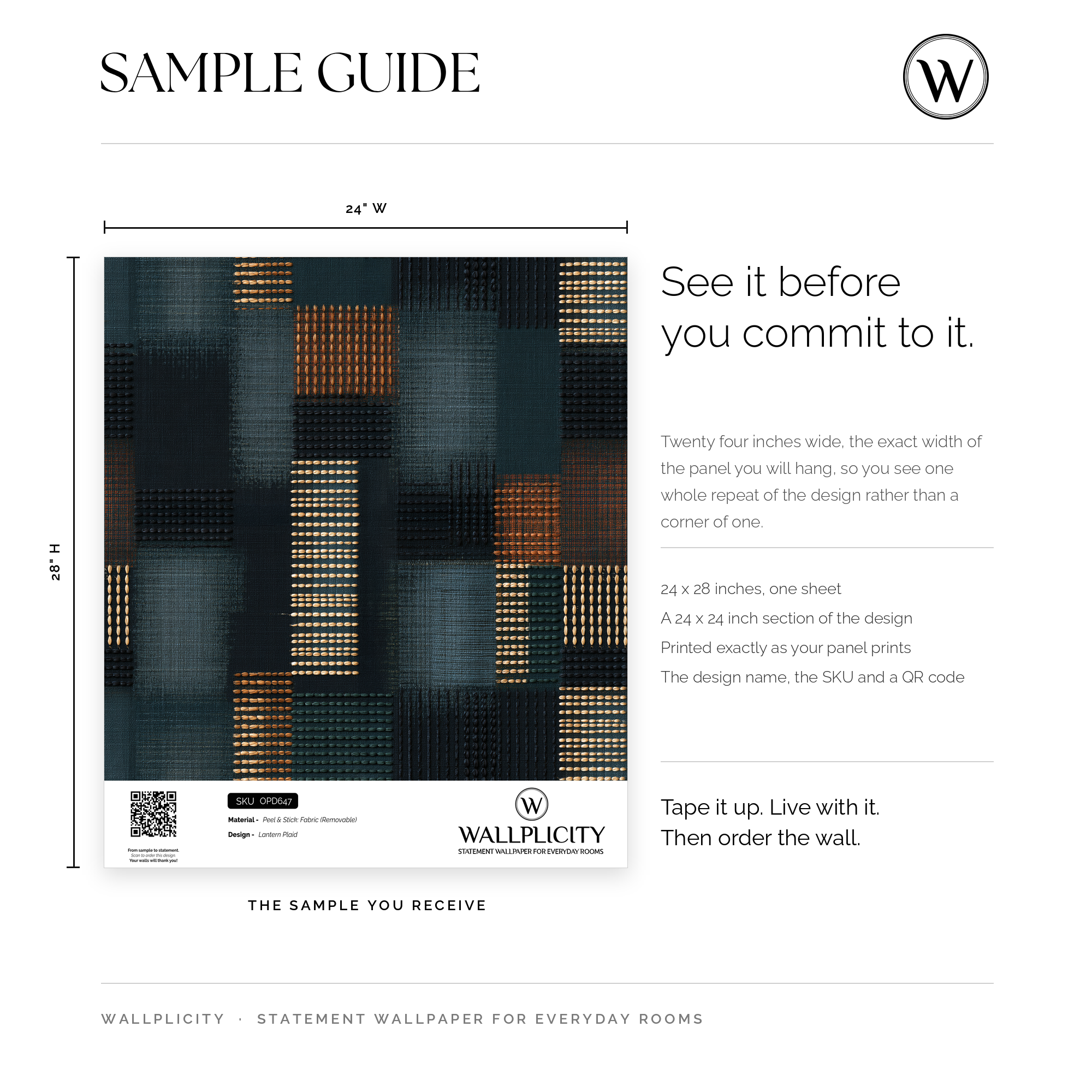 Lantern Plaid wallpaper sample guide