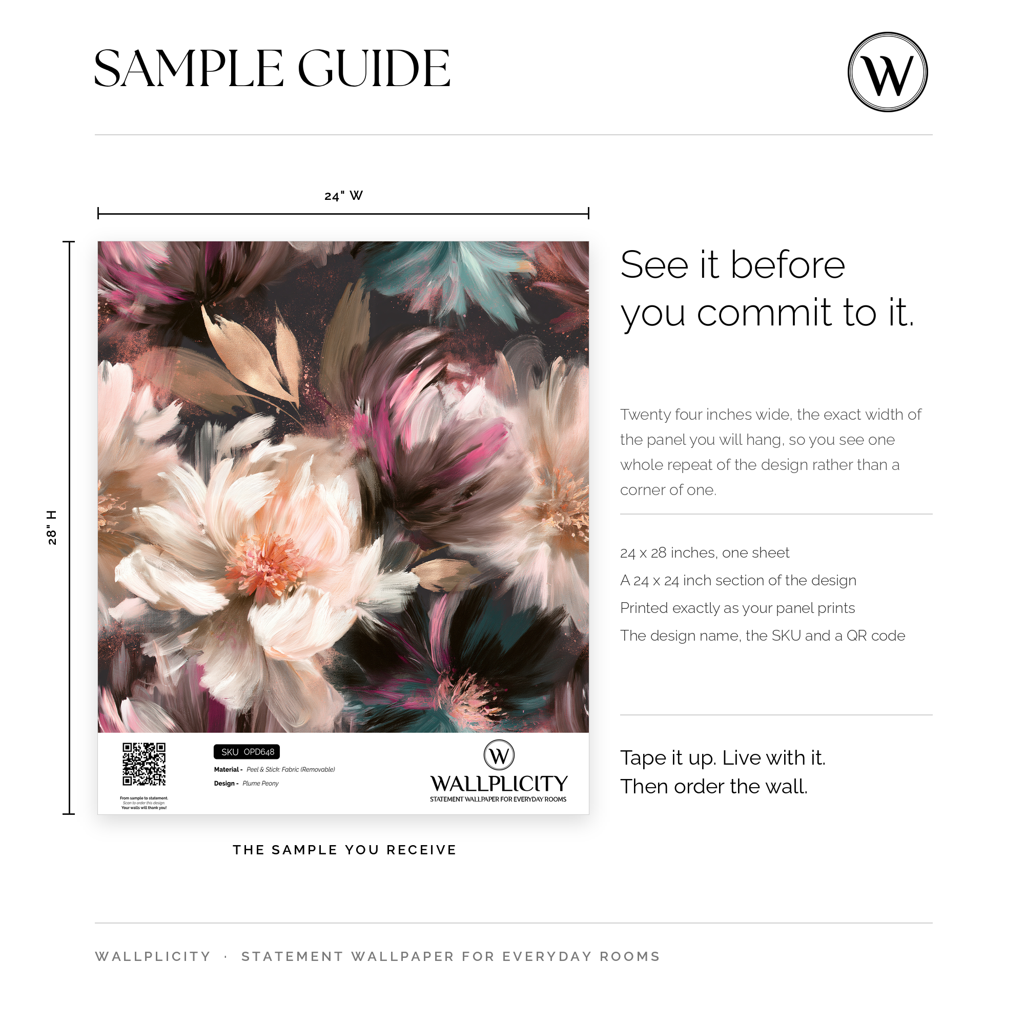 Plume Peony wallpaper sample guide