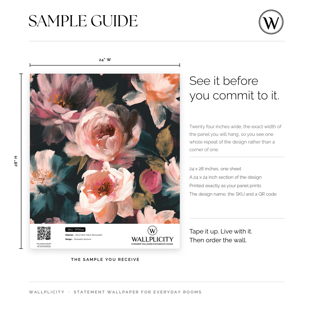 Rosewater Nocturne wallpaper sample guide