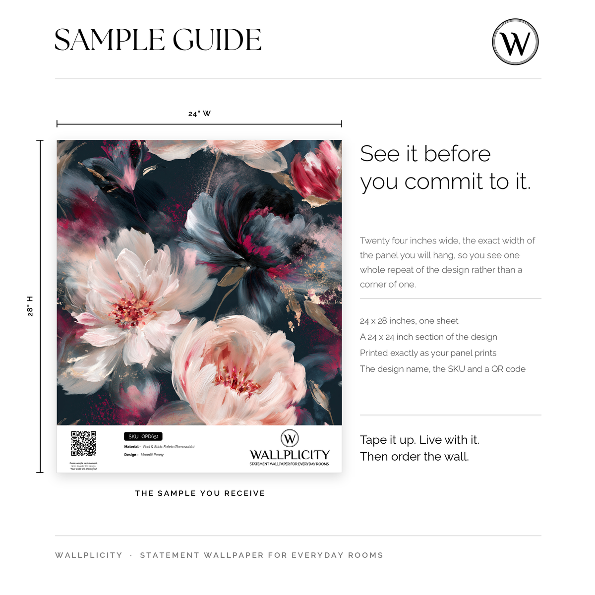 Moonlit Peony wallpaper sample guide
