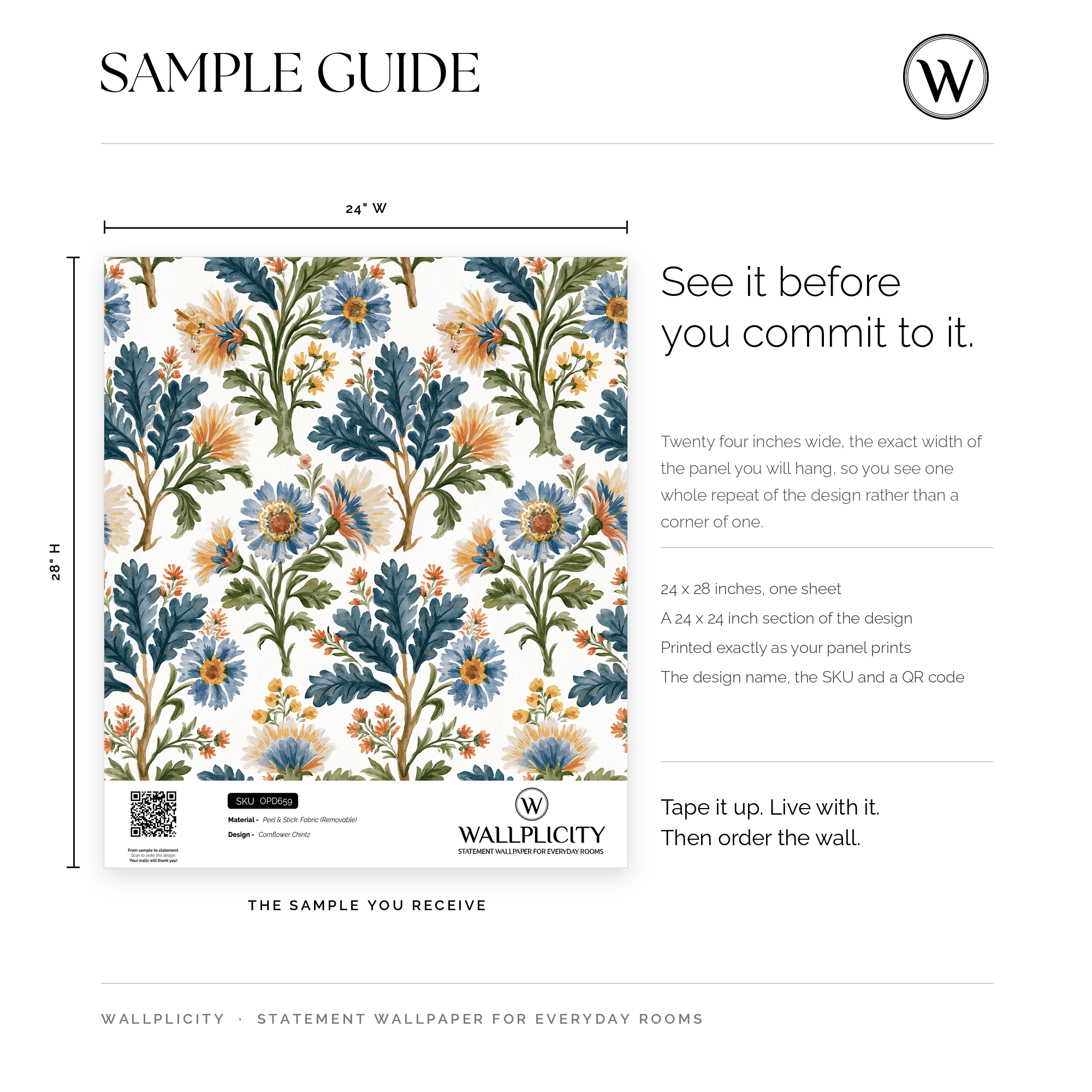 Cornflower Chintz wallpaper sample guide