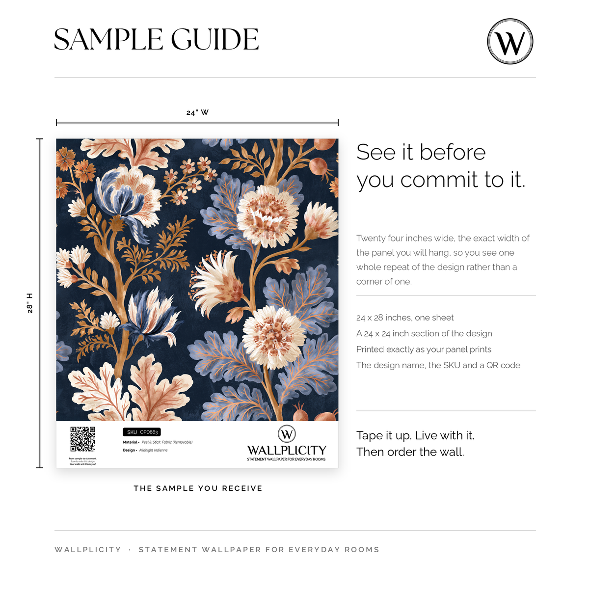 Midnight Indienne wallpaper sample guide