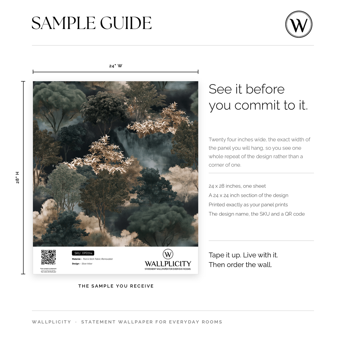 Silver Arbor wallpaper sample guide