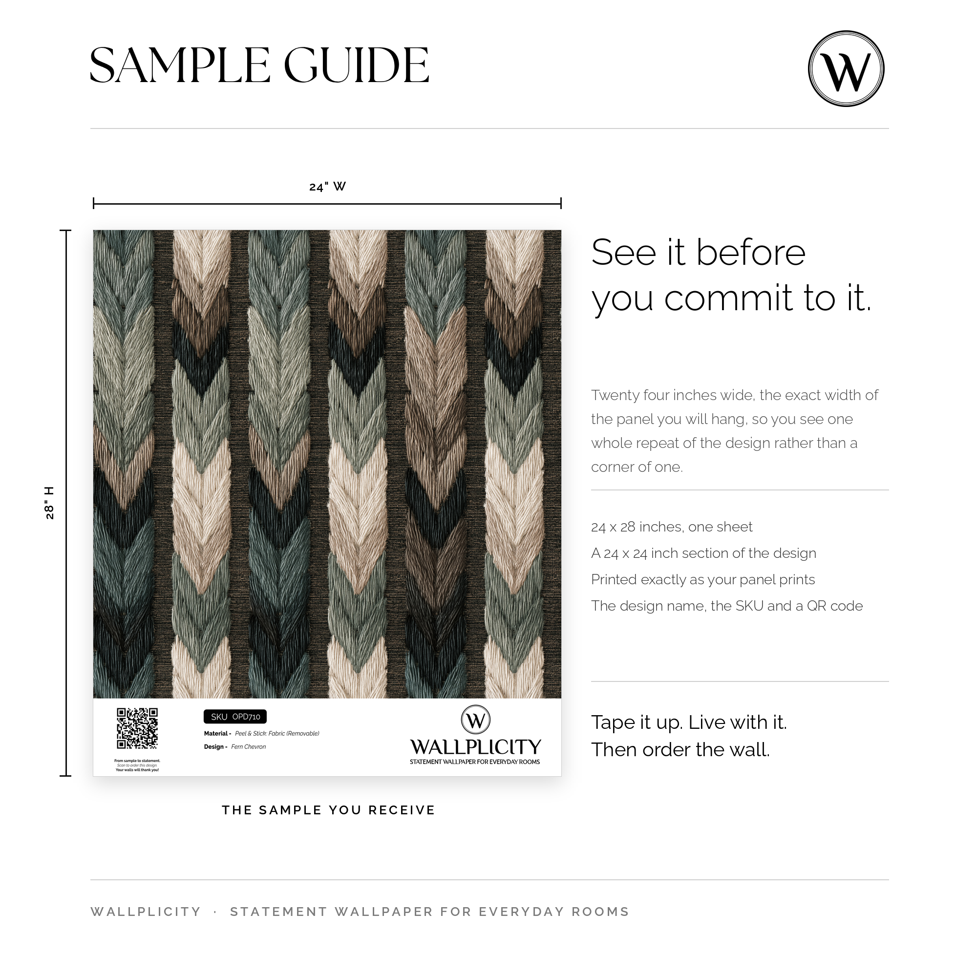 Fern Chevron wallpaper sample guide