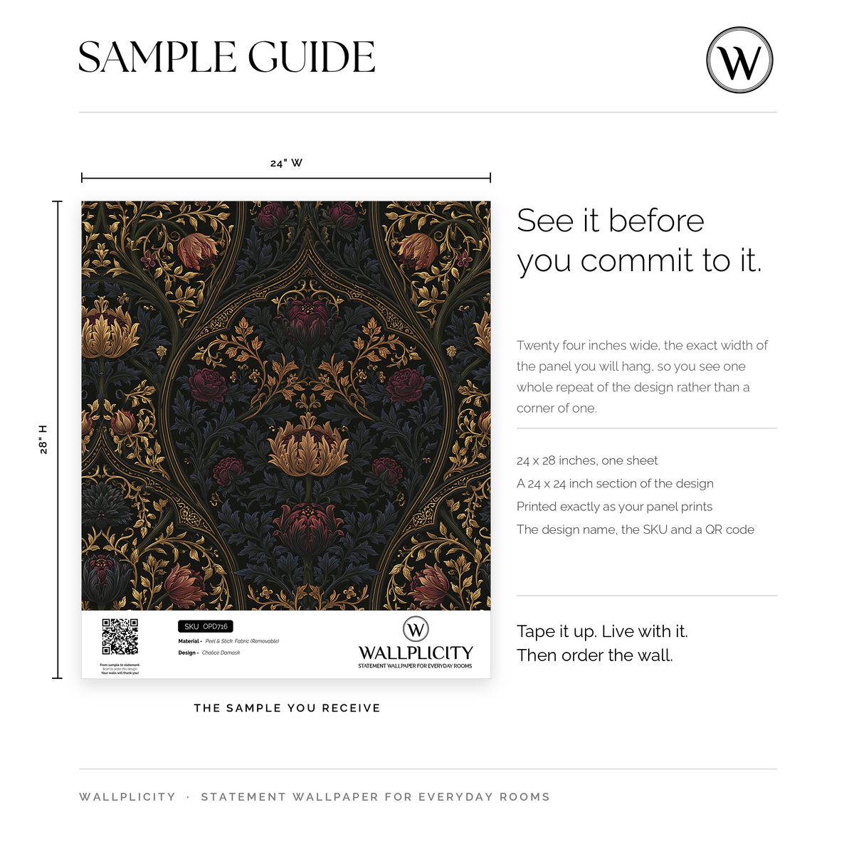 Chalice Damask wallpaper sample guide