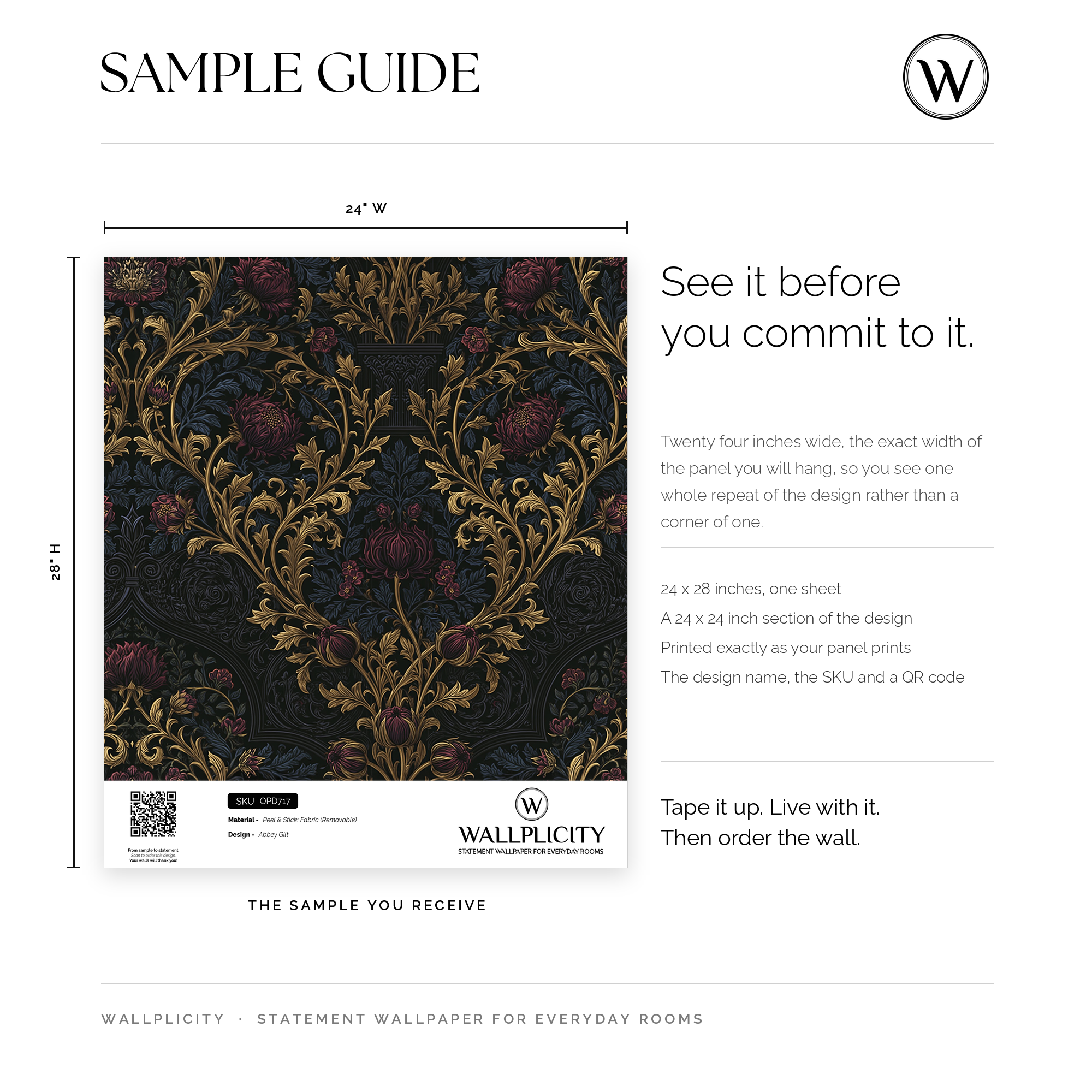 Abbey Gilt wallpaper sample guide