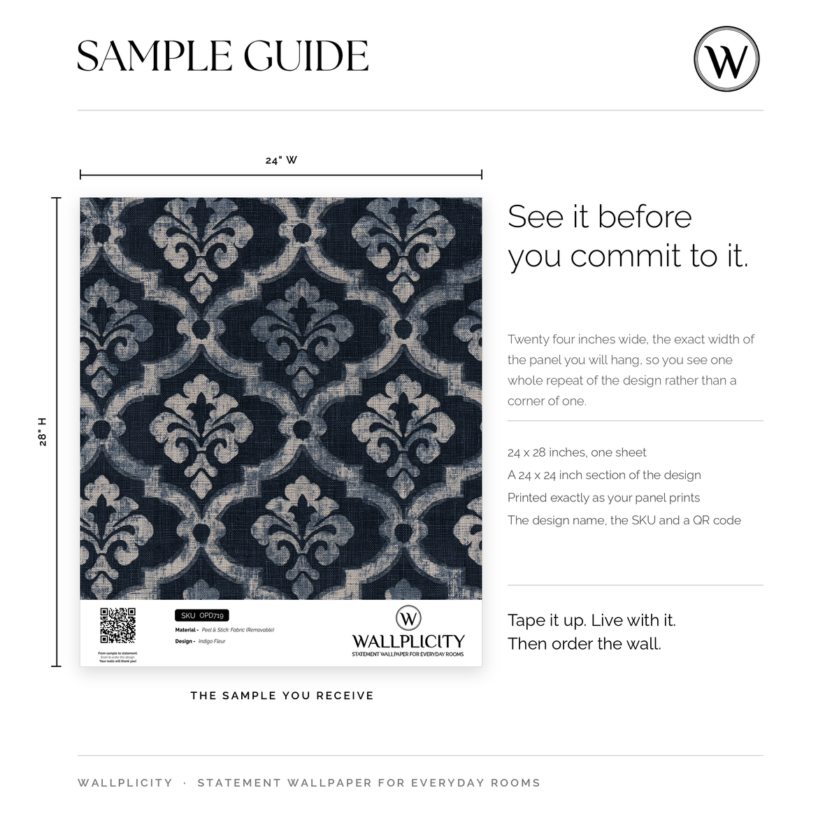 Indigo Fleur wallpaper sample guide