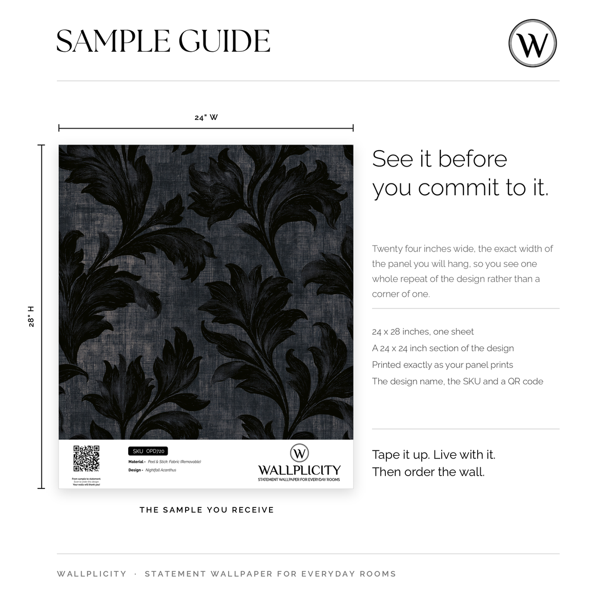 Nightfall Acanthus wallpaper sample guide