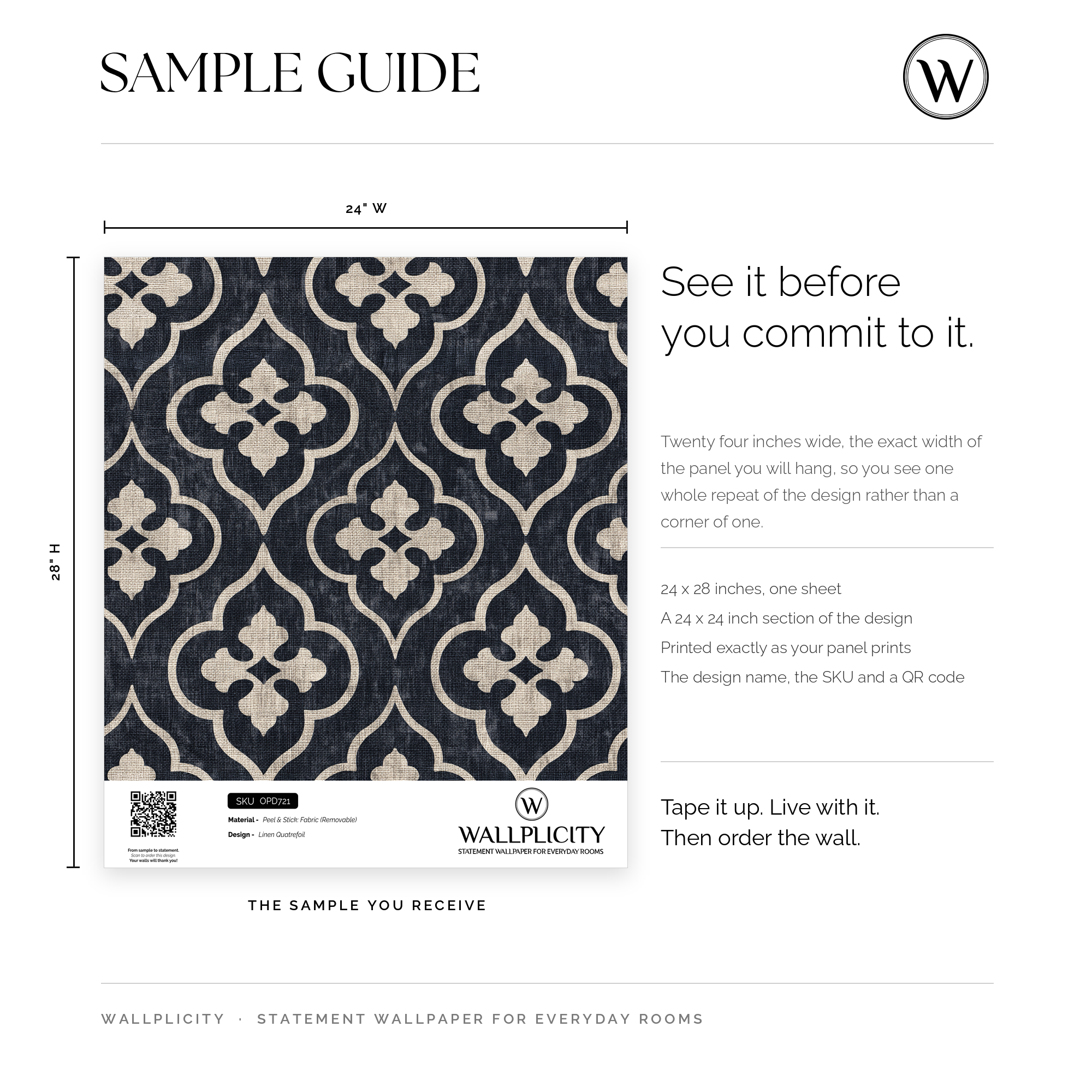 Linen Quatrefoil wallpaper sample guide