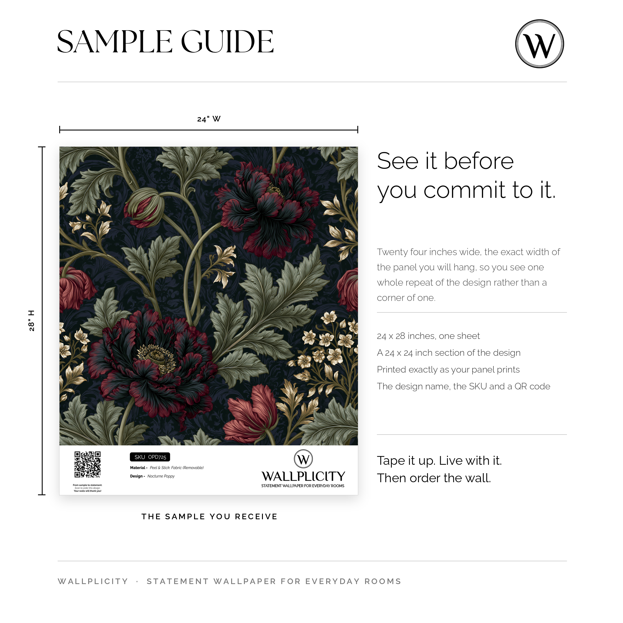 Nocturne Poppy wallpaper sample guide