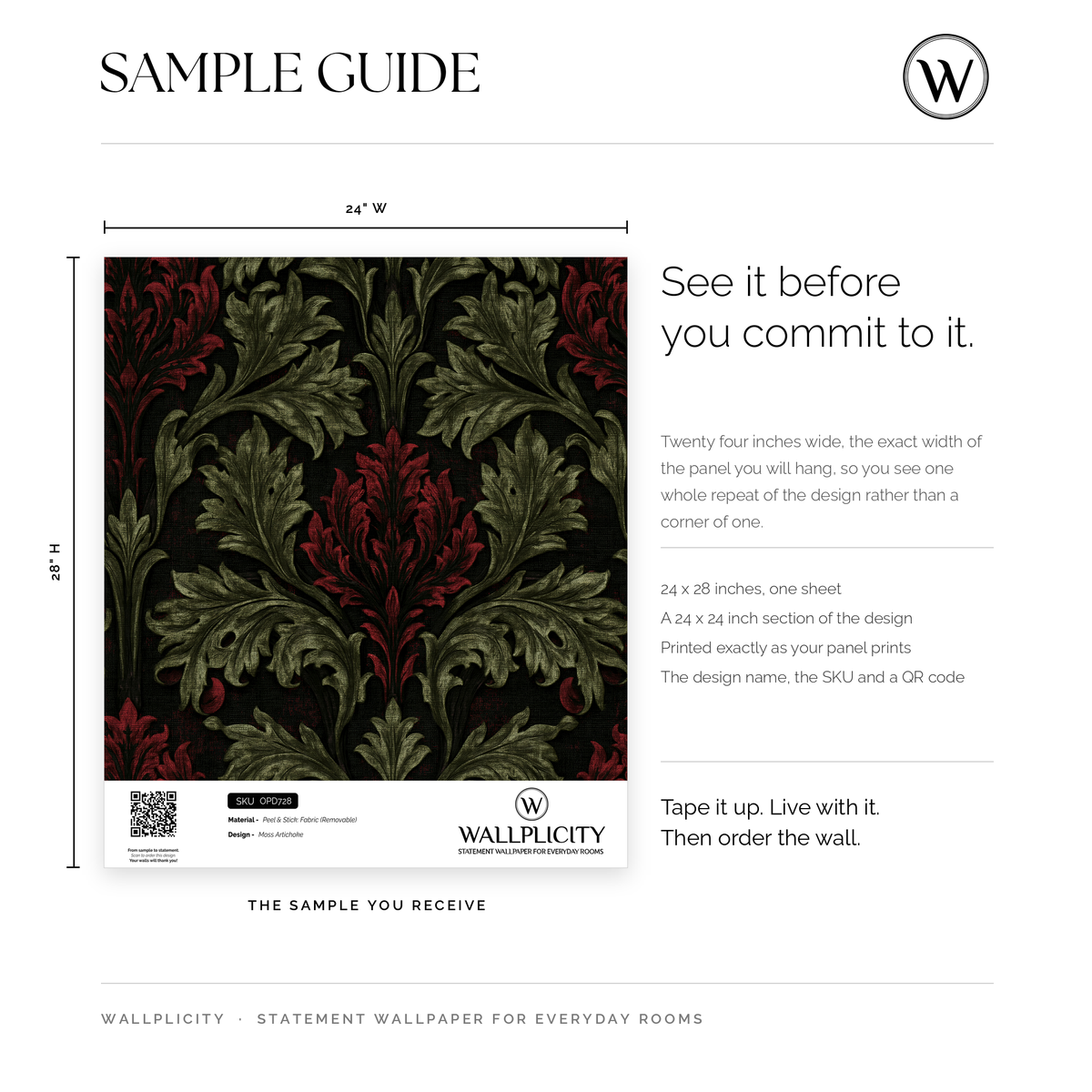 Moss Artichoke wallpaper sample guide