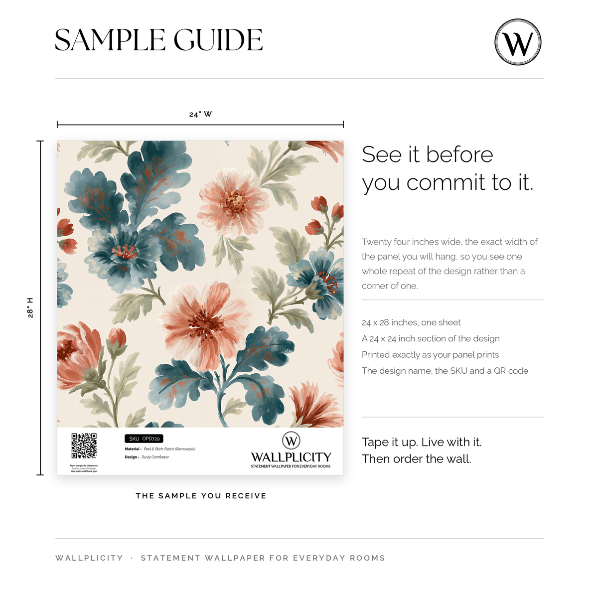 Dusty Cornflower wallpaper sample guide