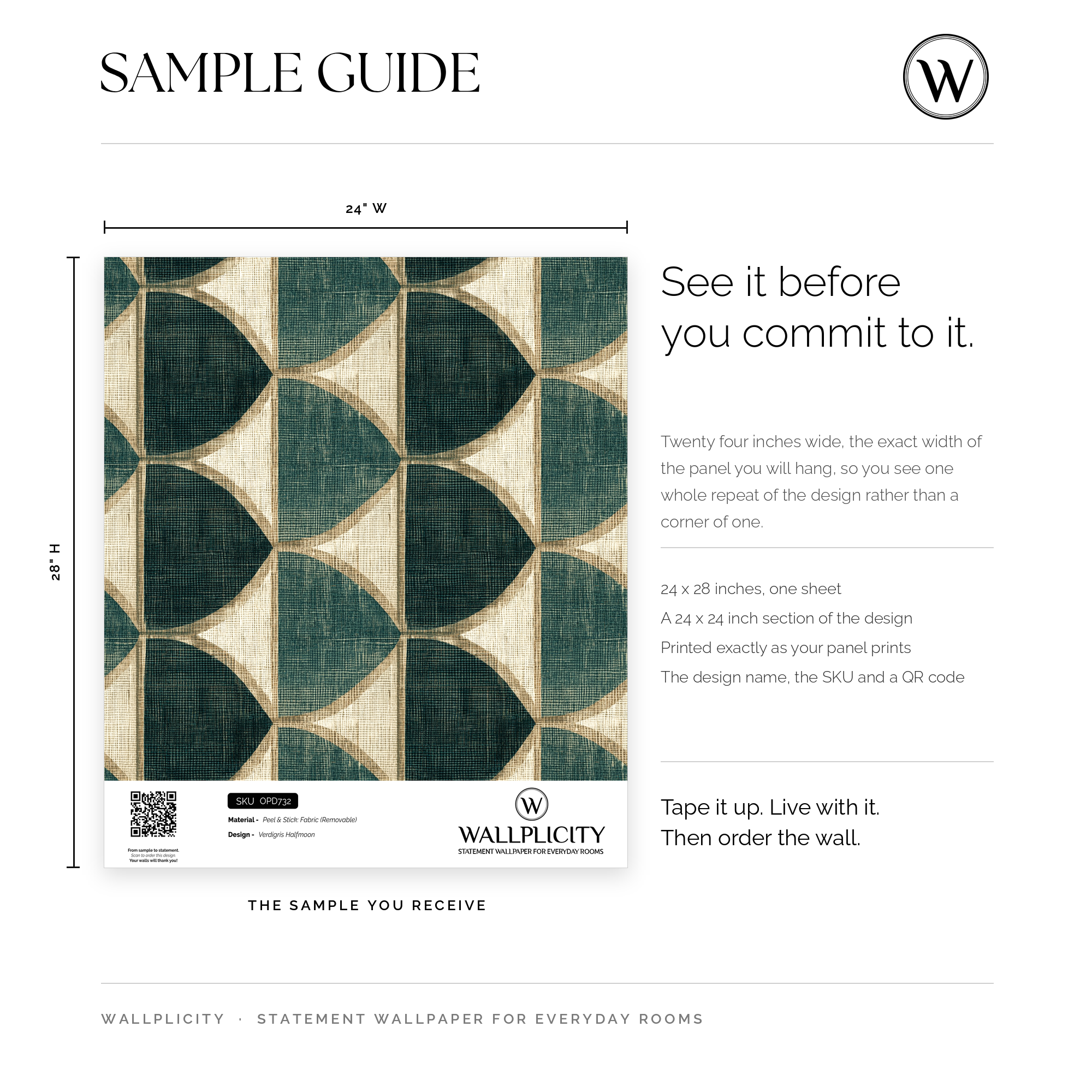 Verdigris Halfmoon wallpaper sample guide