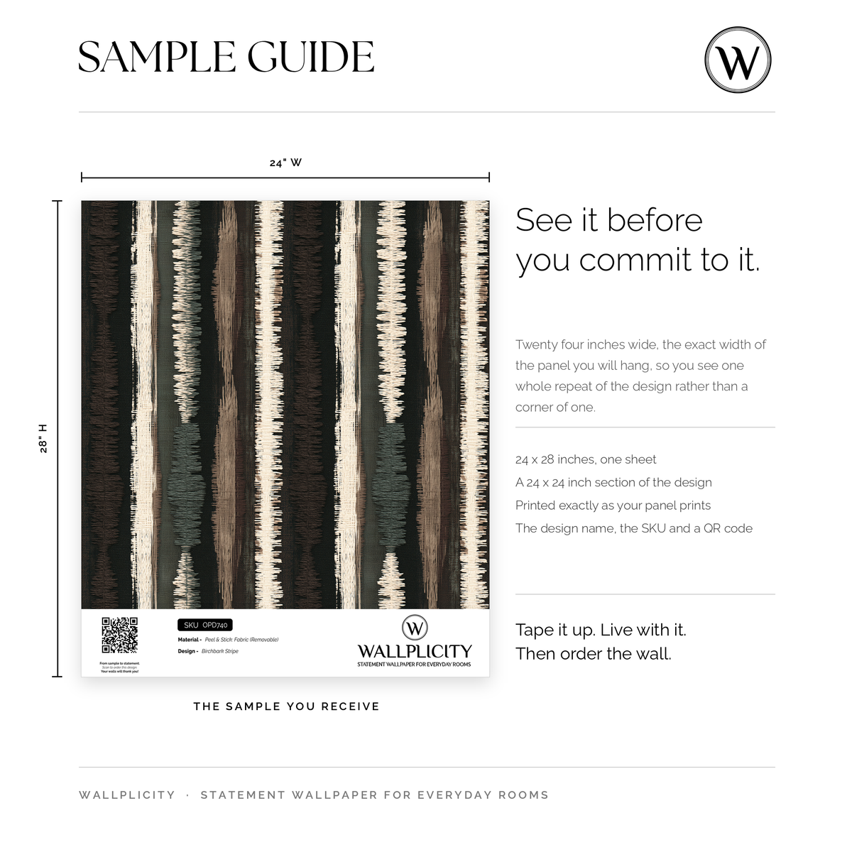 Birchbark Stripe wallpaper sample guide
