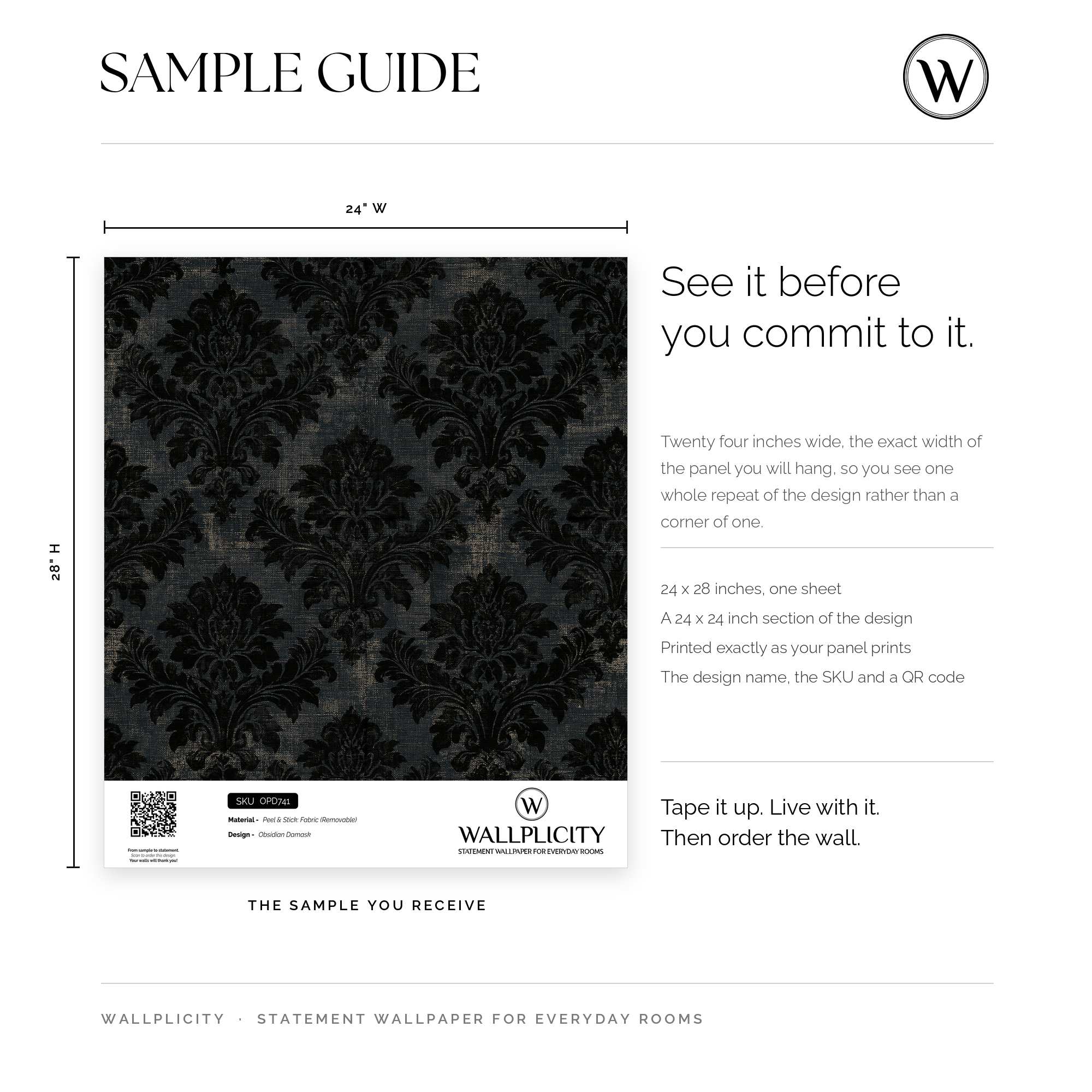 Obsidian Damask wallpaper sample guide