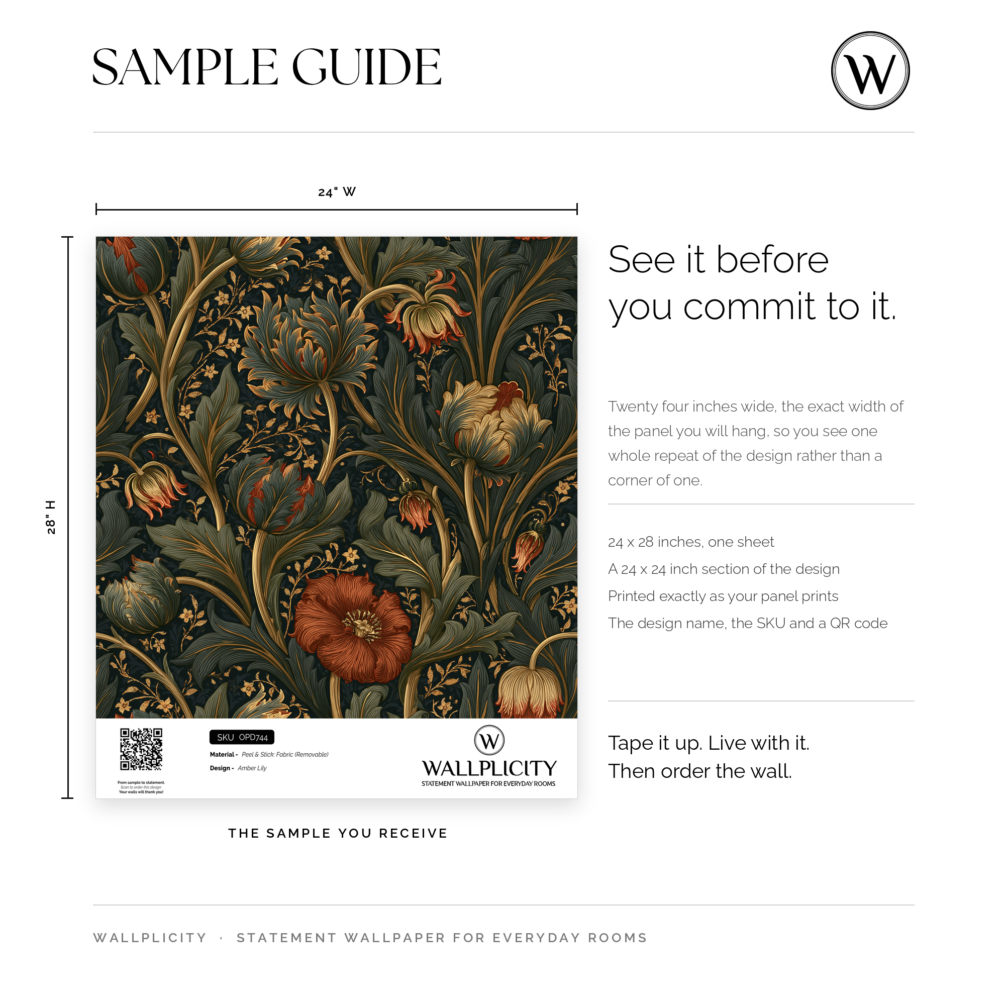 Amber Lily wallpaper sample guide