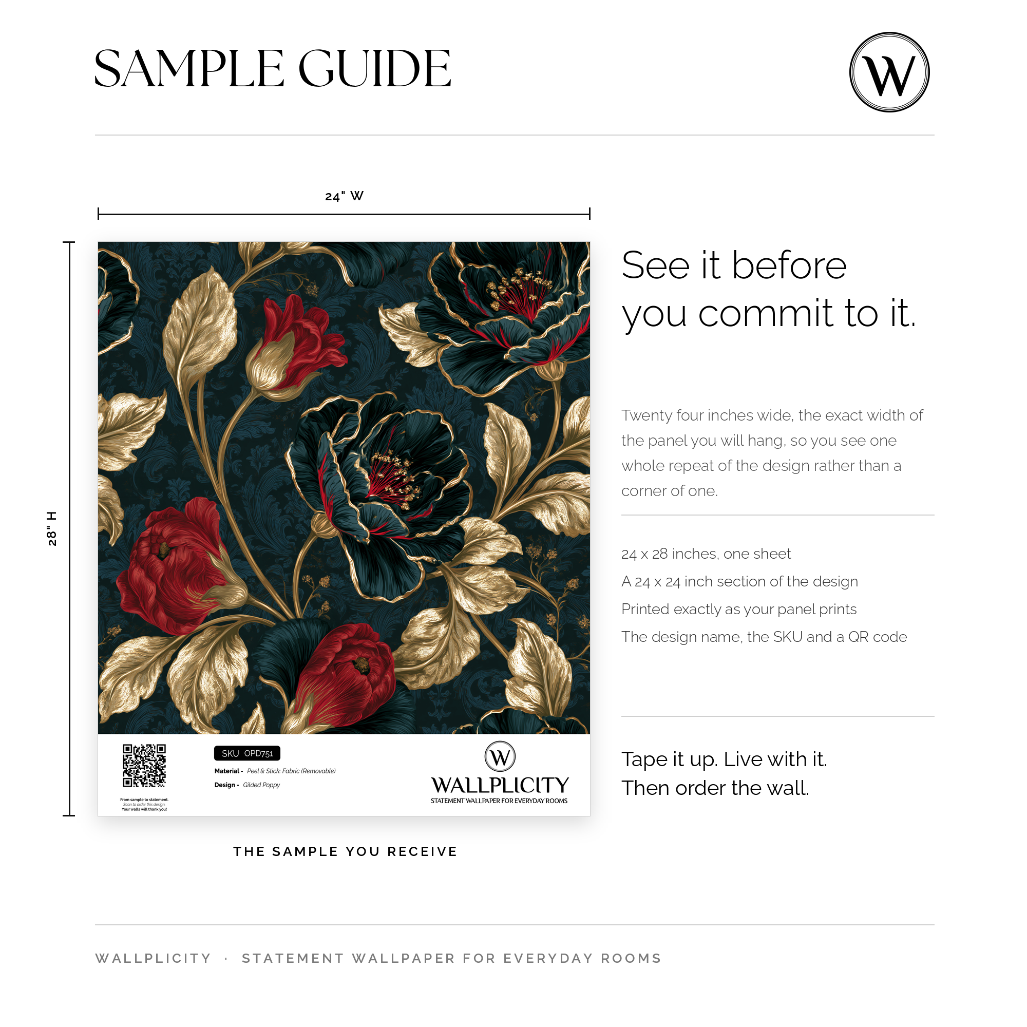 Gilded Poppy wallpaper sample guide
