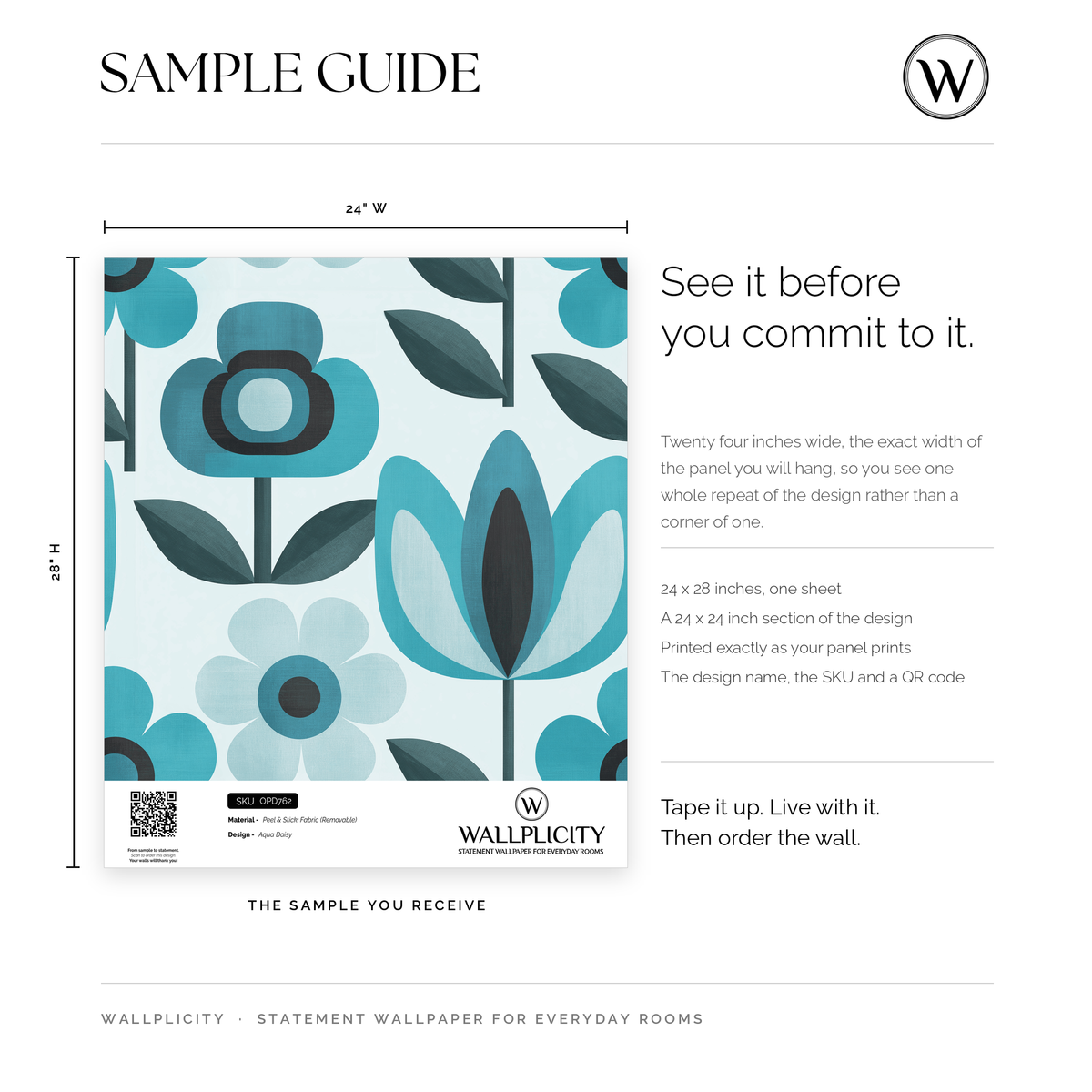 Aqua Daisy wallpaper sample guide