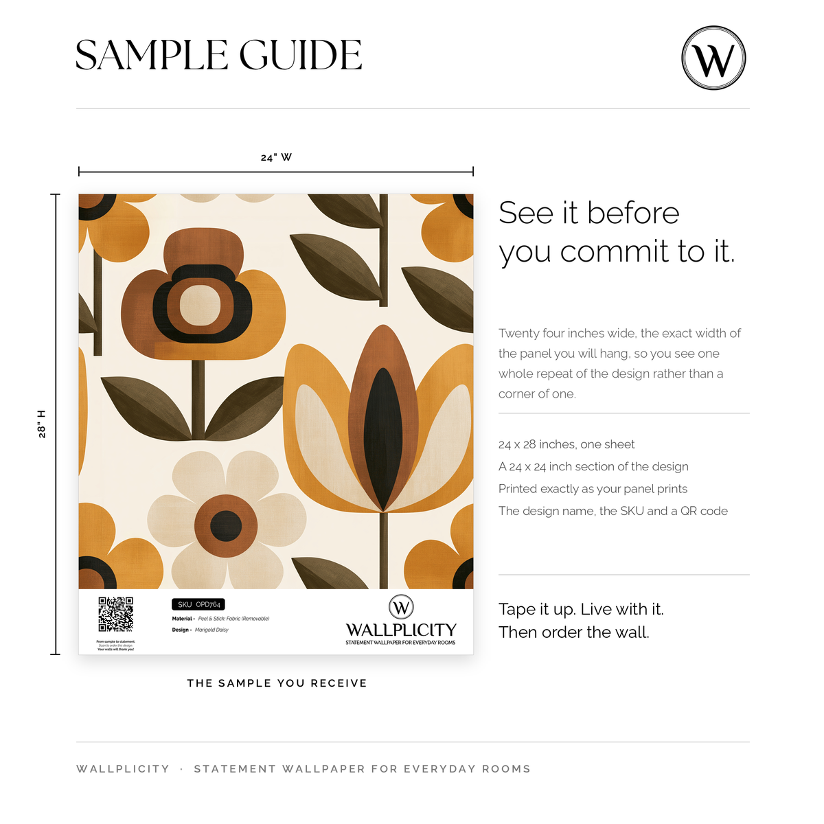 Marigold Daisy wallpaper sample guide