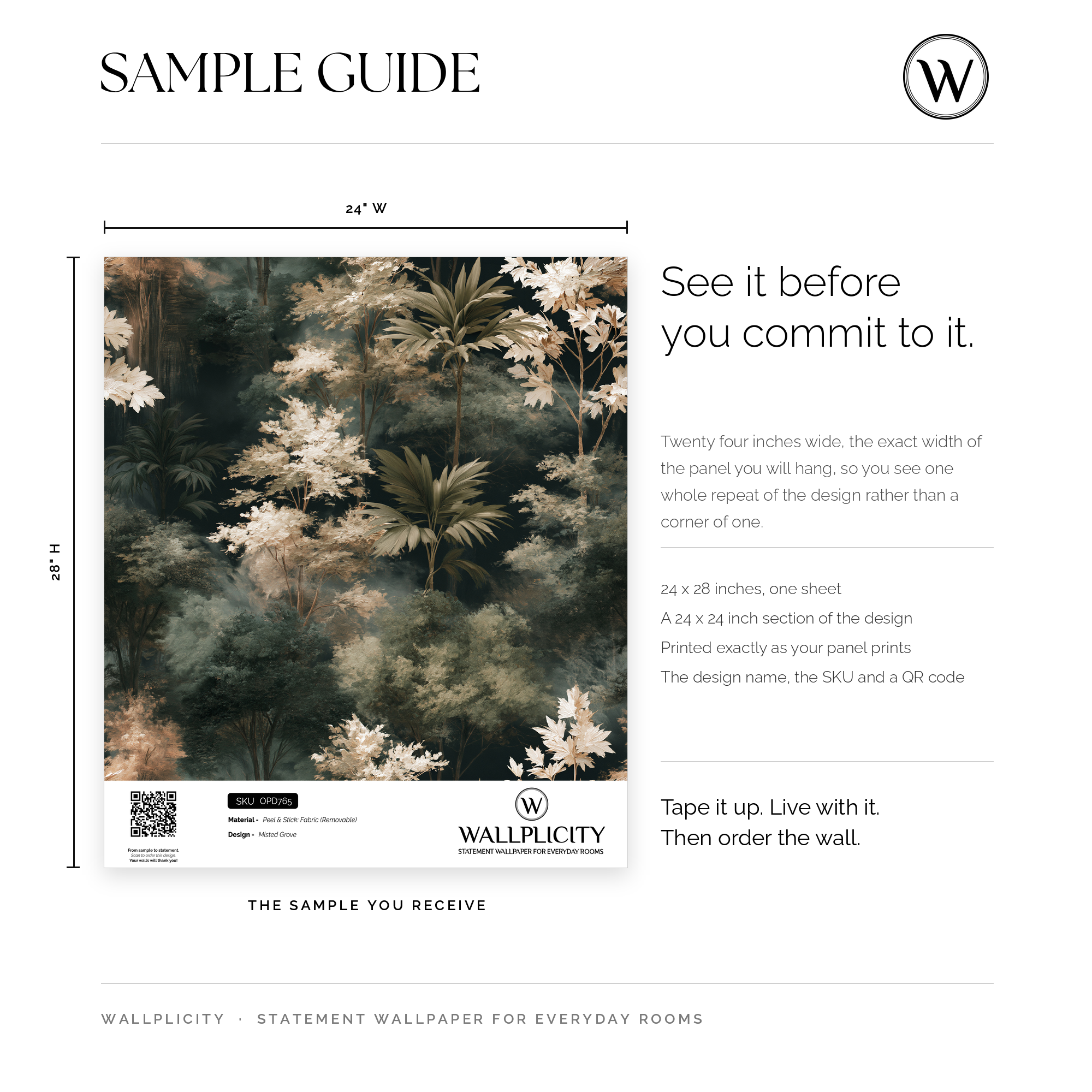 Misted Grove wallpaper sample guide