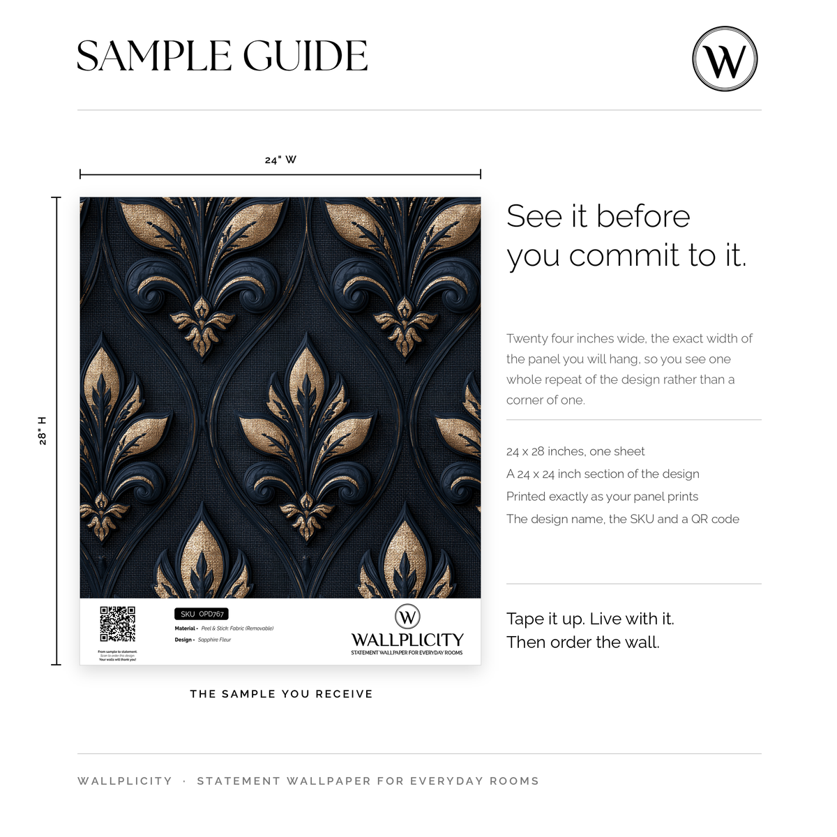 Sapphire Fleur wallpaper sample guide