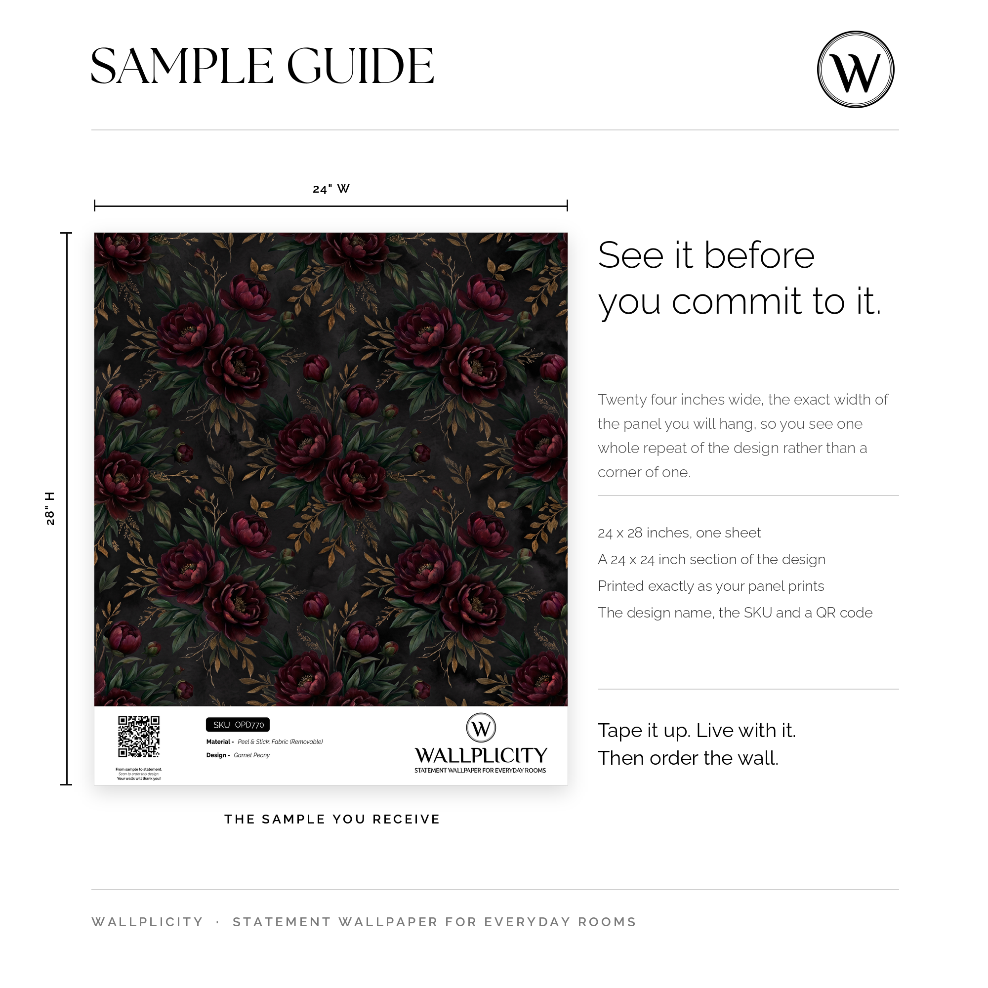 Garnet Peony wallpaper sample guide