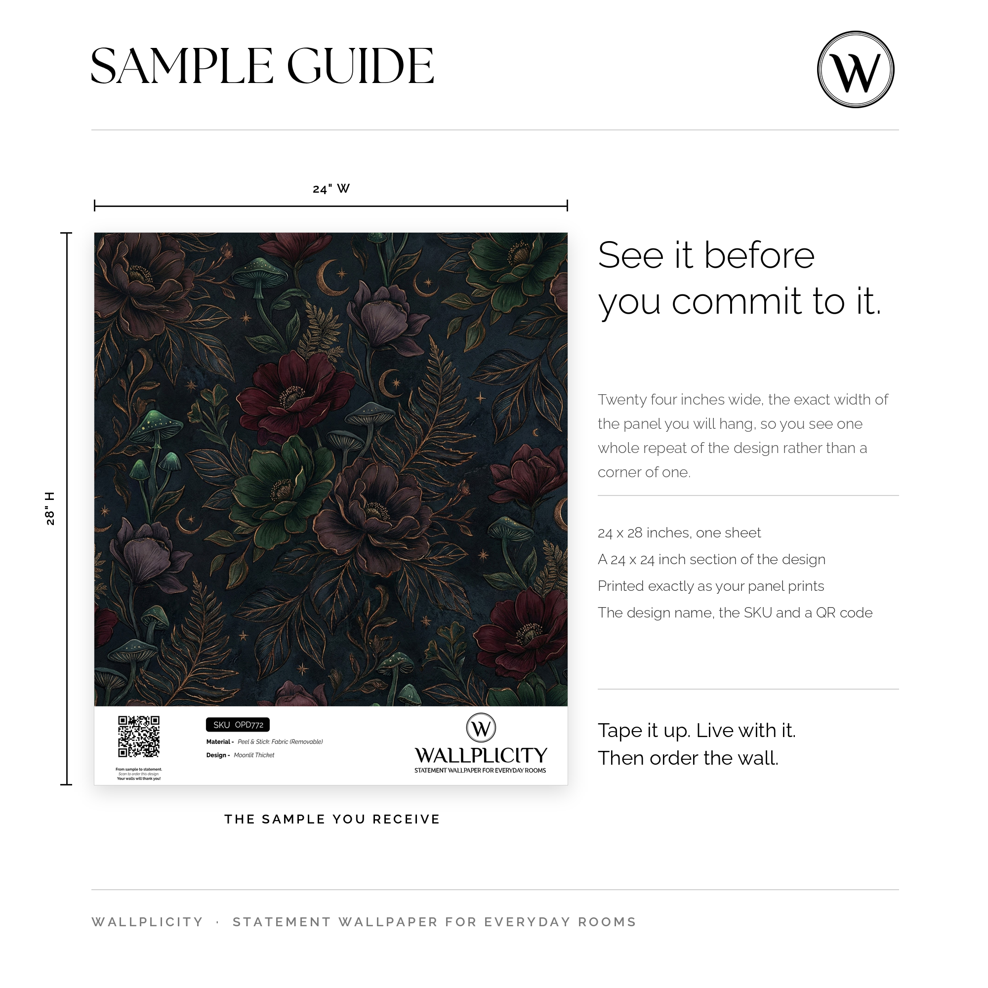 Moonlit Thicket wallpaper sample guide