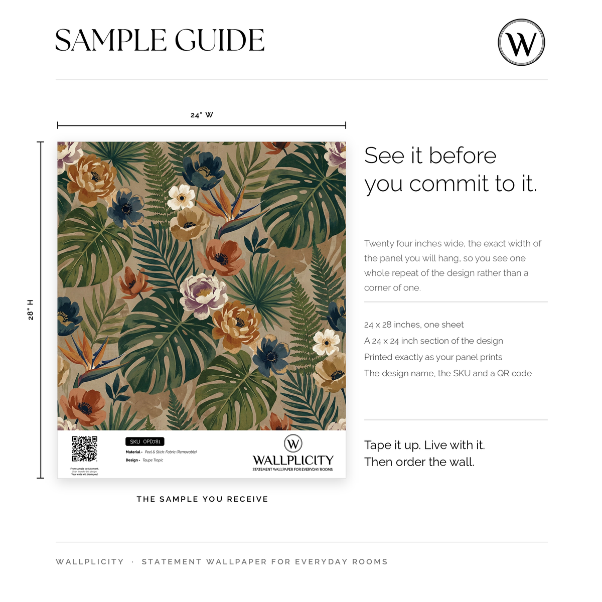 Taupe Tropic wallpaper sample guide