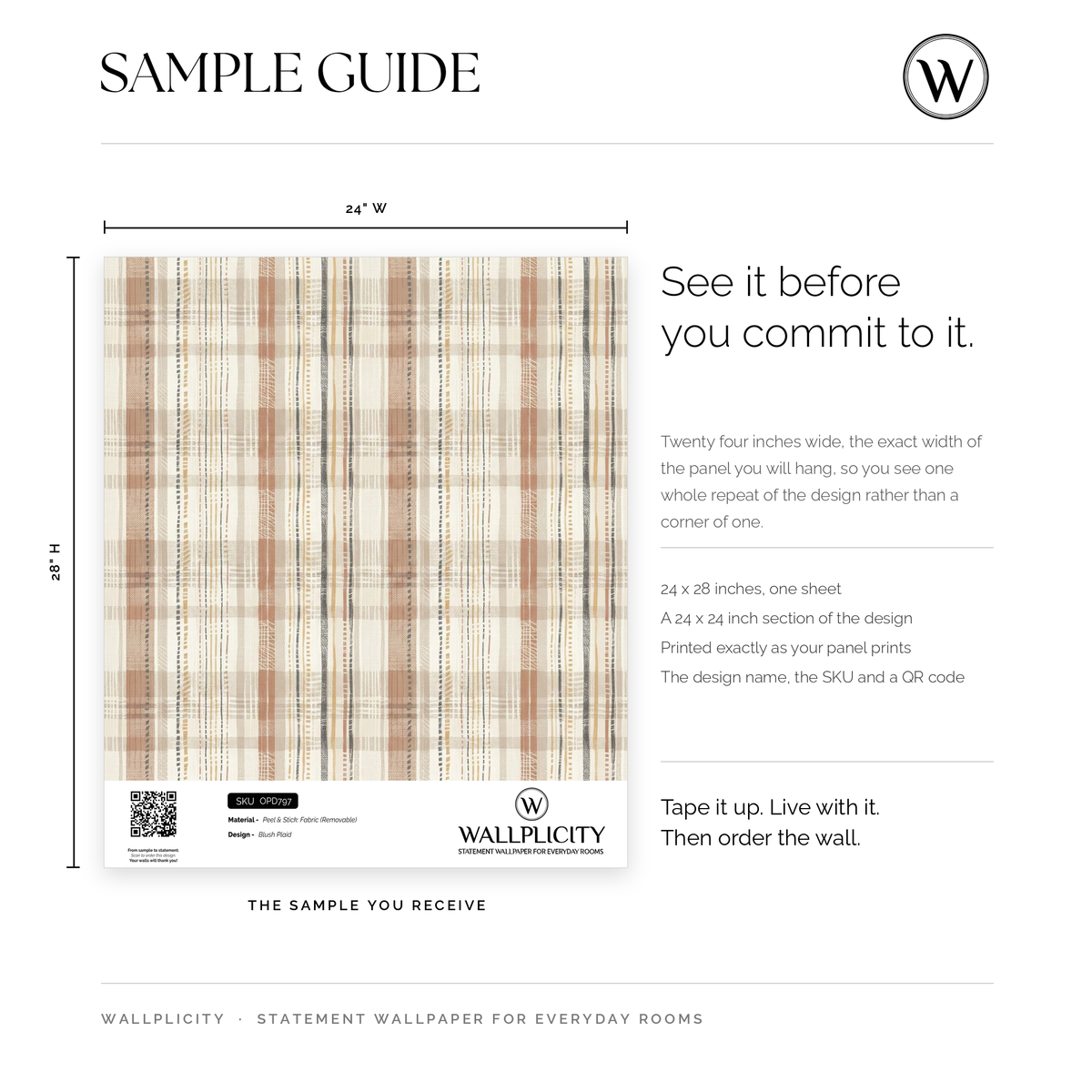 Blush Plaid wallpaper sample guide