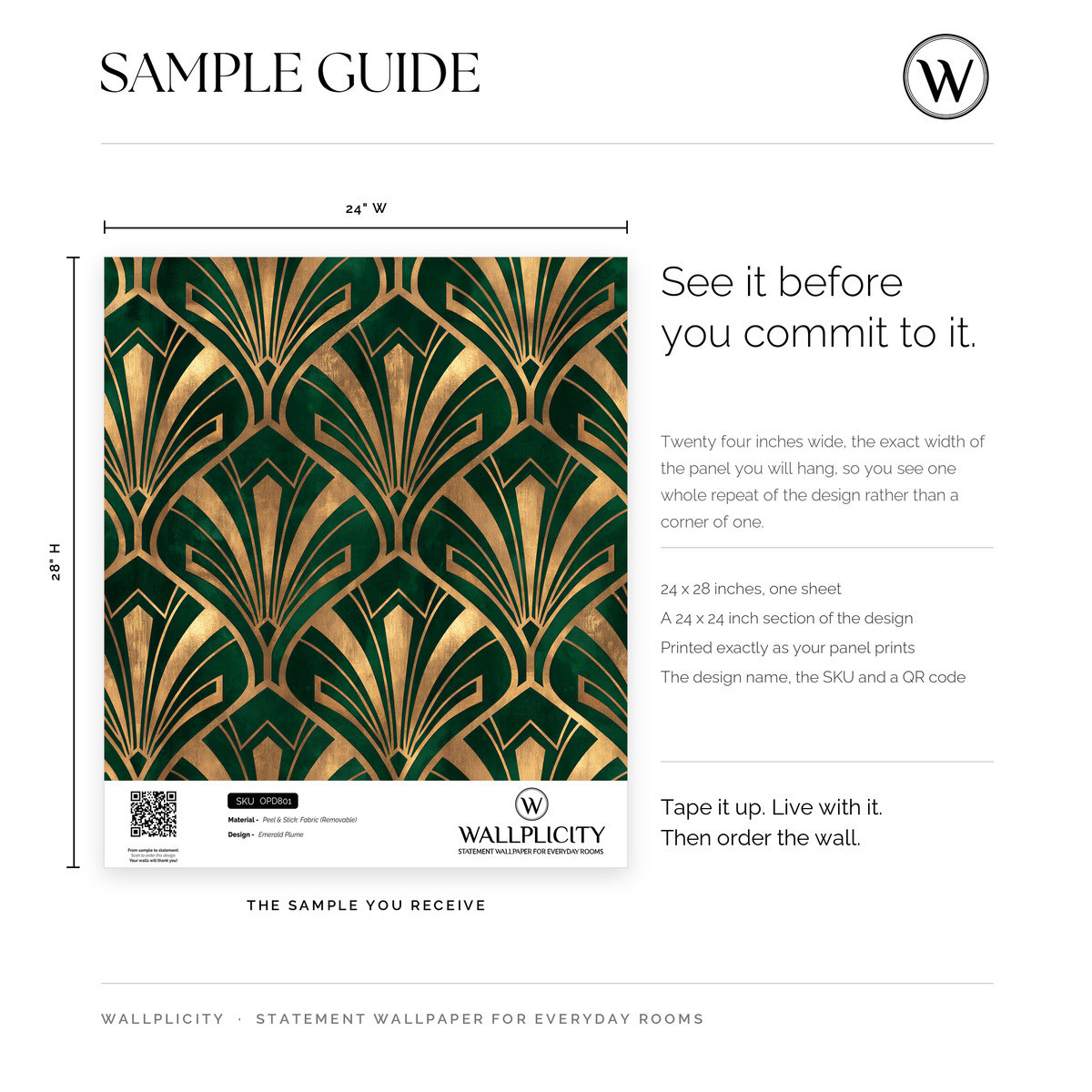 Emerald Plume wallpaper sample guide