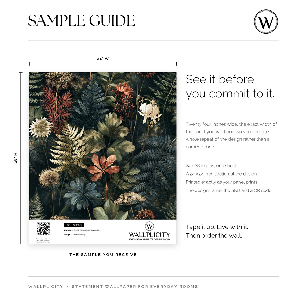 Moonlit Fernery wallpaper sample guide