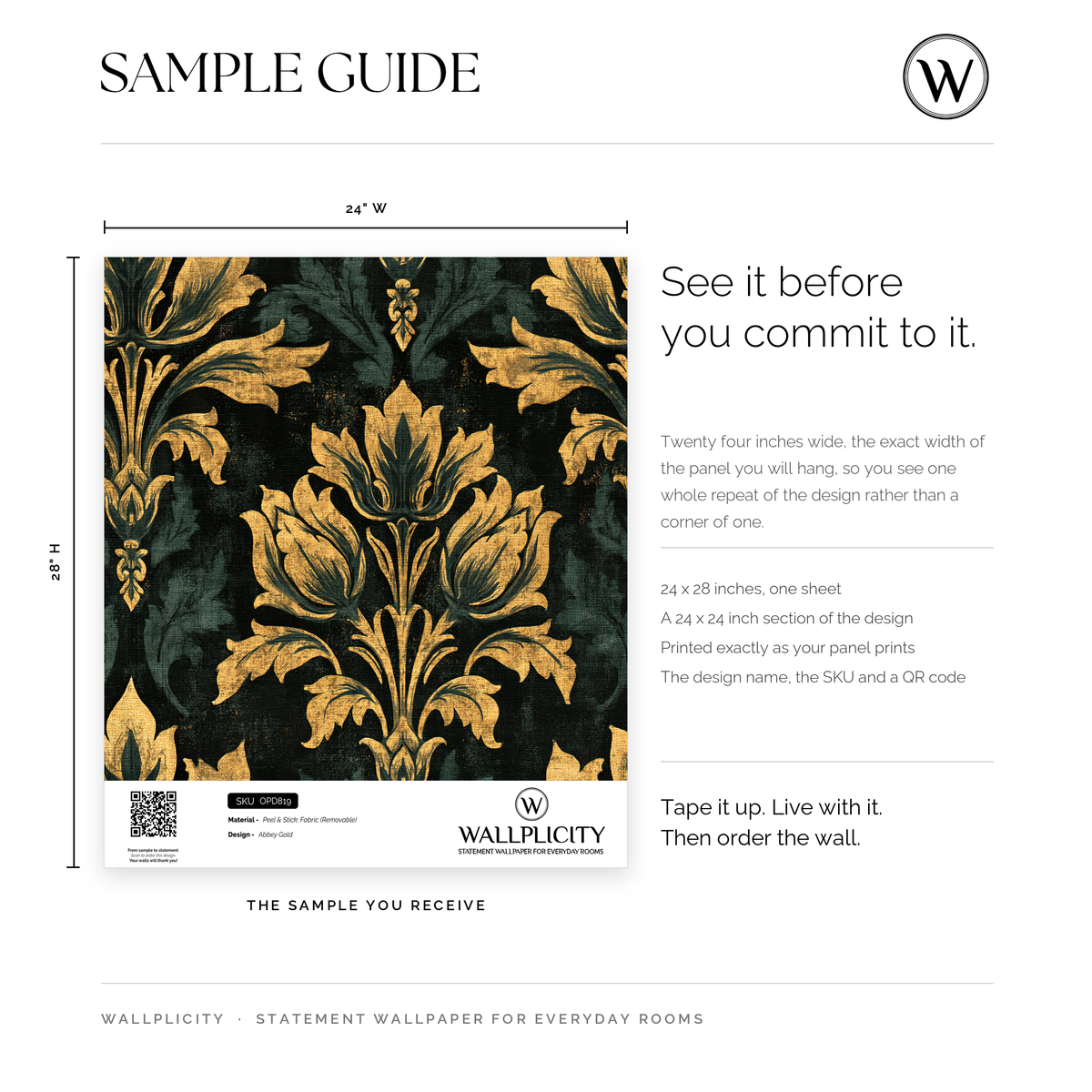 Abbey Gold wallpaper sample guide