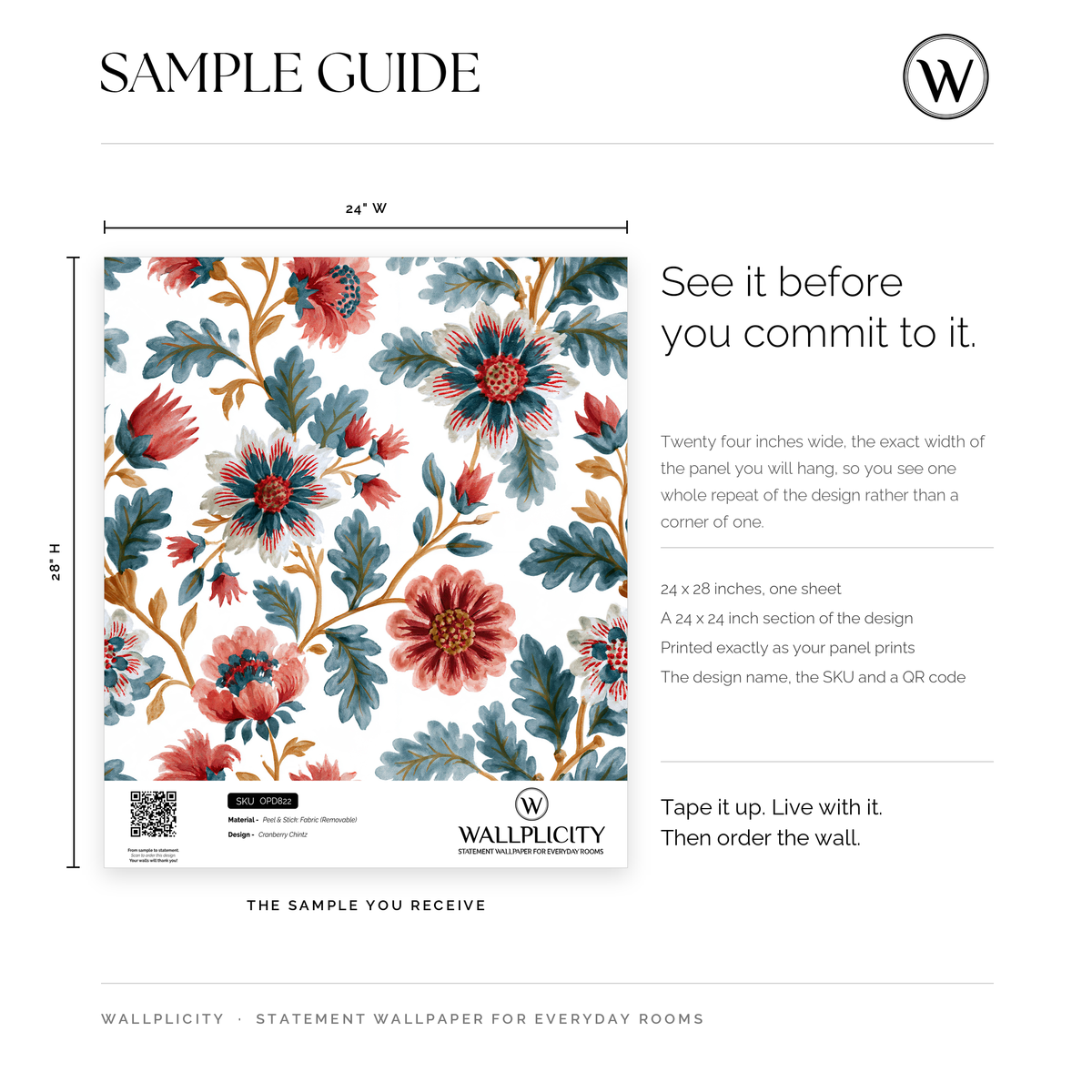 Cranberry Chintz wallpaper sample guide