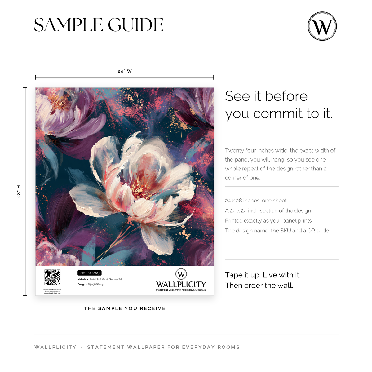 Nightfall Peony wallpaper sample guide