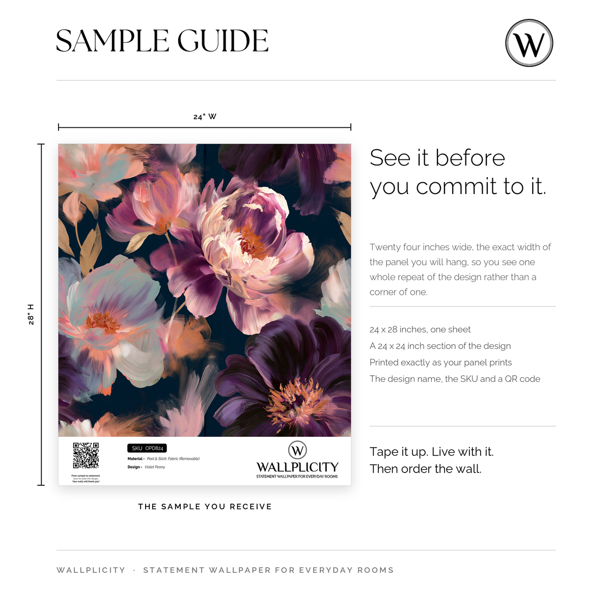 Violet Peony wallpaper sample guide