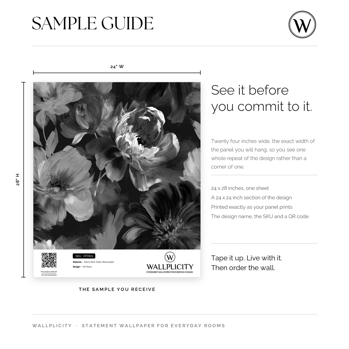 Ink Peony wallpaper sample guide