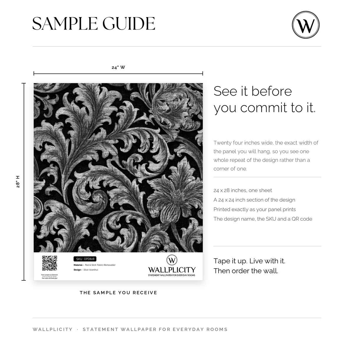 Silver Acanthus wallpaper sample guide