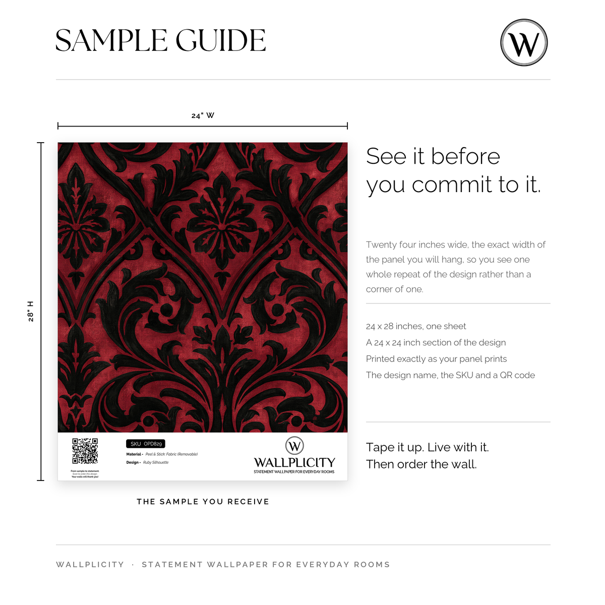 Ruby Silhouette wallpaper sample guide