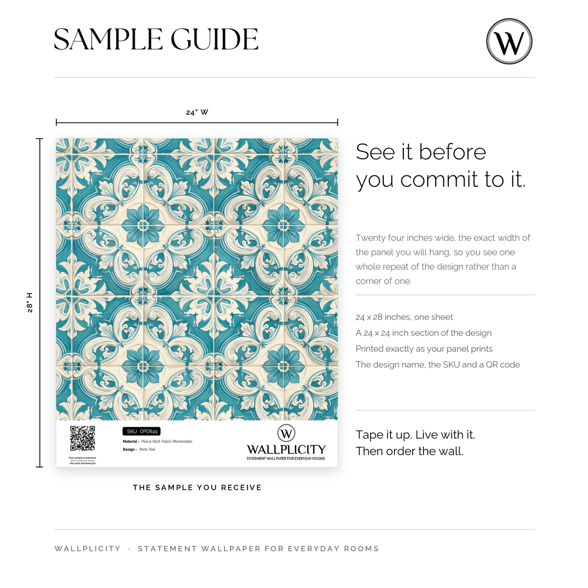Porto Teal wallpaper sample guide