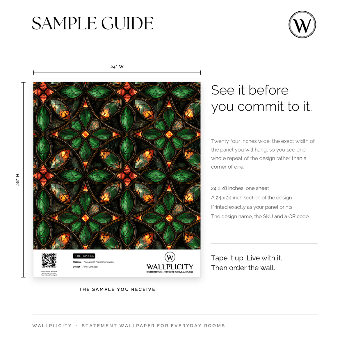 Forest Quatrefoil wallpaper sample guide