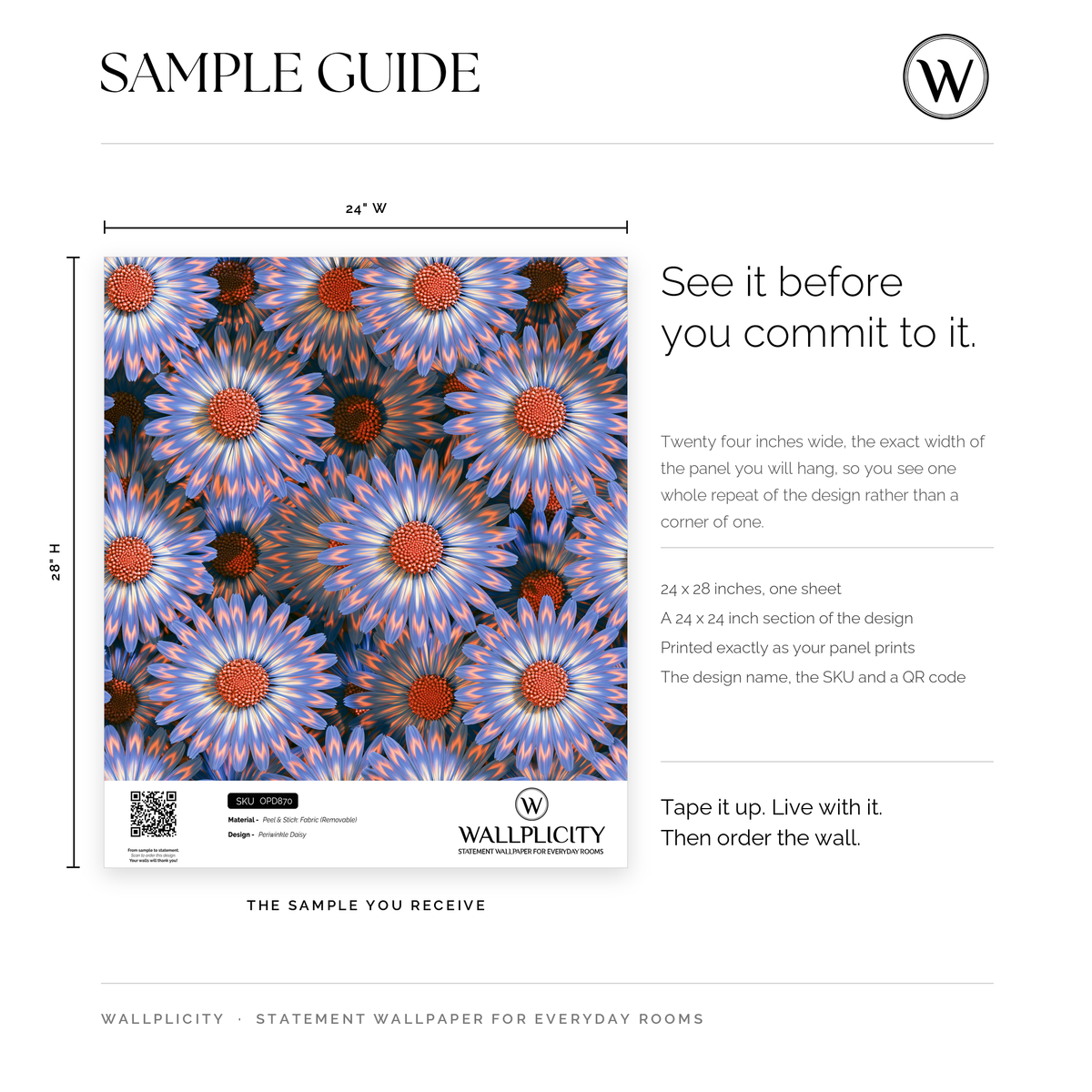 Periwinkle Daisy wallpaper sample guide