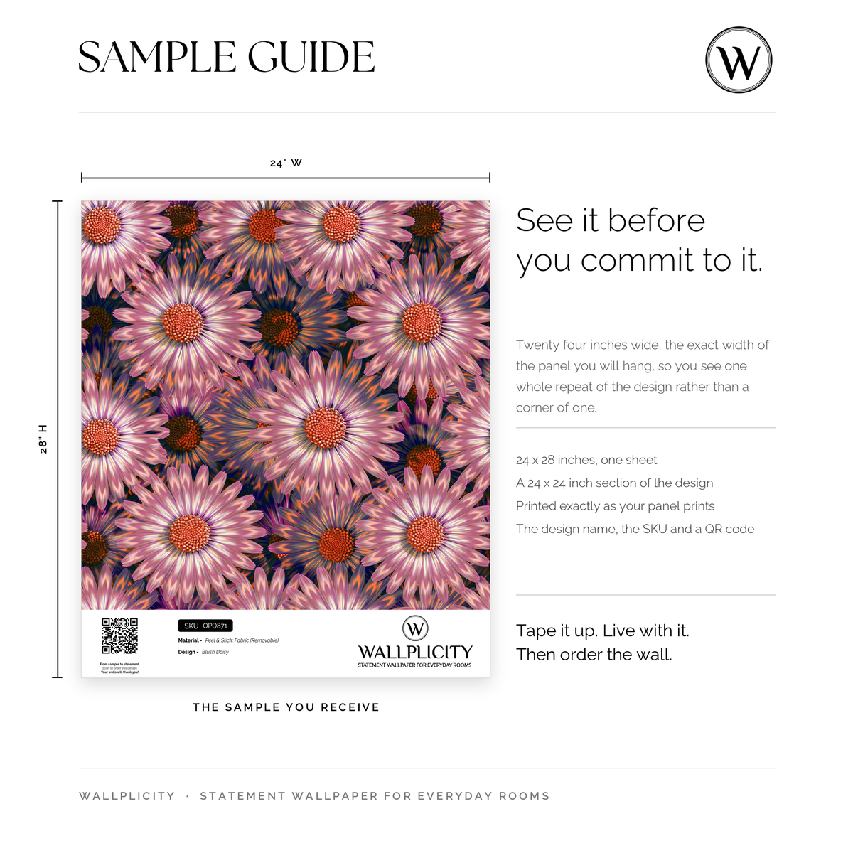 Blush Daisy wallpaper sample guide