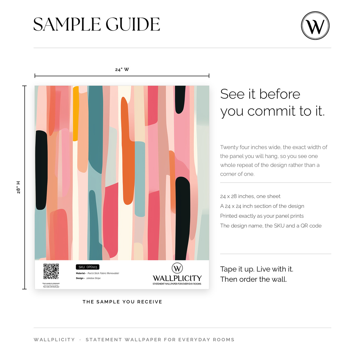 Jukebox Stripe wallpaper sample guide