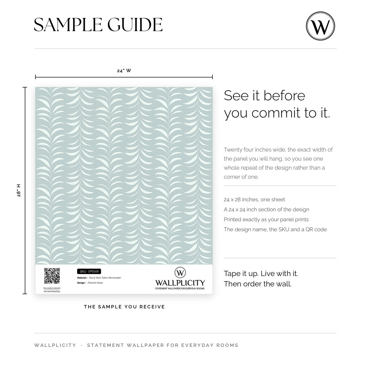 Pistachio Stripe wallpaper sample guide