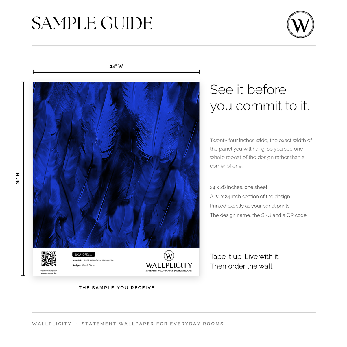 Cobalt Plume wallpaper sample guide