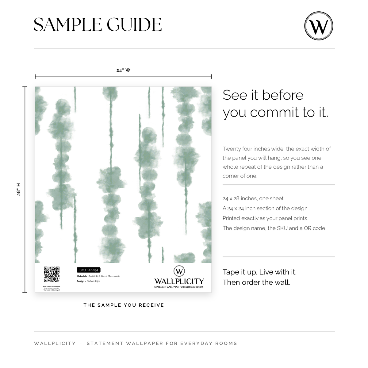 Shibori Stripe wallpaper sample guide