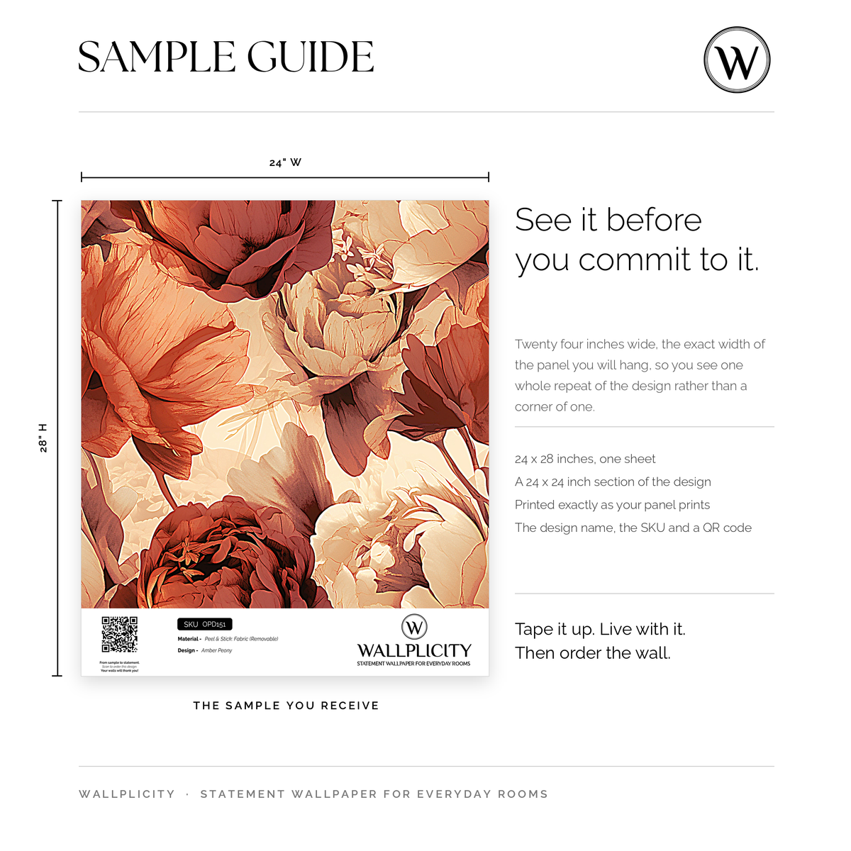 Amber Peony wallpaper sample guide