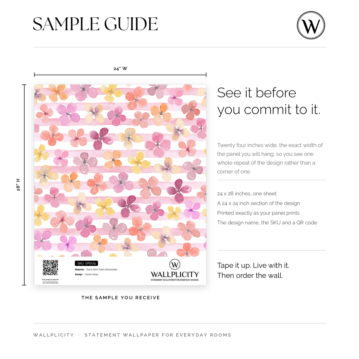 Garden Stripe wallpaper sample guide